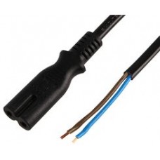 3m Black Figure 8 Mains Lead with Bare Ends